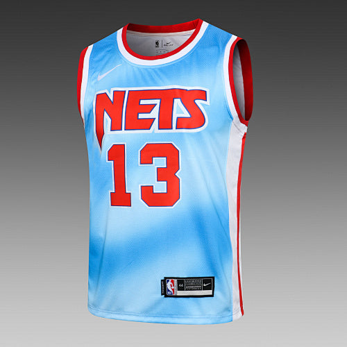 L020# NBA Round Neck Nets Blue No. 13 (Hot Pressed Style)