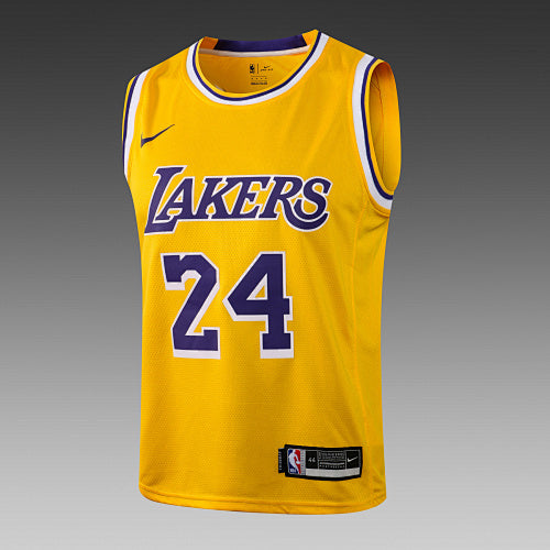 L023# NBA Round Neck Lakers Yellow No. 24 (Hot Pressed Style)