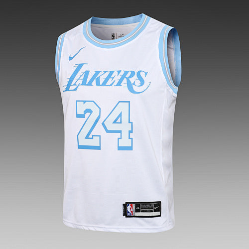 L025# NBA Round Neck Lakers White No. 24 (Hot Pressed Style)