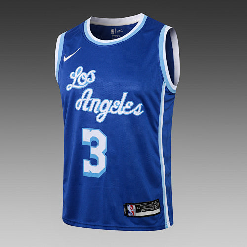 L033# NBA Lakers Round Neck Color Blue No. 3 (Hot Pressed Style)