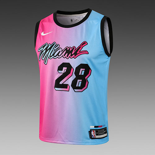 L048# NBA Heat Round Neck Pink No. 28 (Hot Pressed Style)