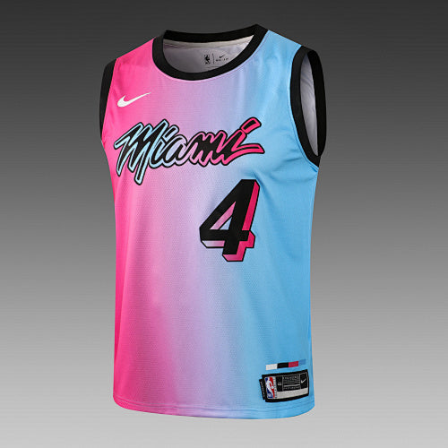 L049# NBA Heat Round Neck Pink No. 4 (Hot Pressed Style)