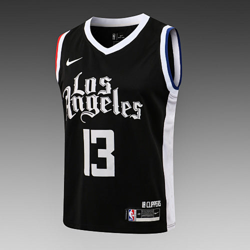 L053# NBA Clippers V-neck Black No. 13 (Hot Pressed Style)