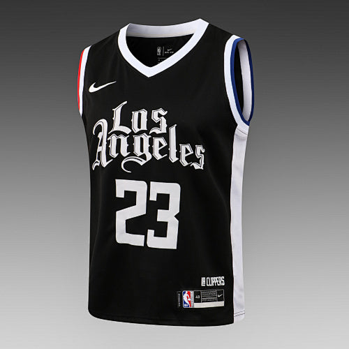 L054# NBA Clippers V-neck Black No. 23 (Hot Pressed Style)