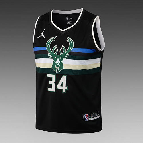 L057# NBA2223 Bucks Black No. 34