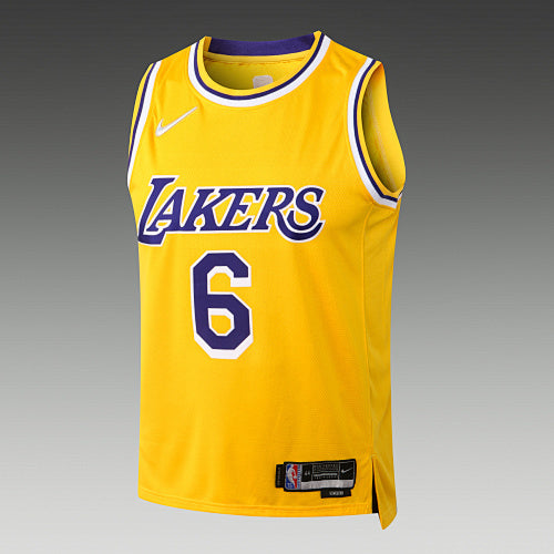 L066# NBA2223 Lakers Yellow No. 6 (Hot Pressed Model)