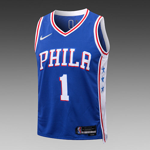 L076# NBA Vest 76ers Cailan No. 1 (Hot Pressed Style)