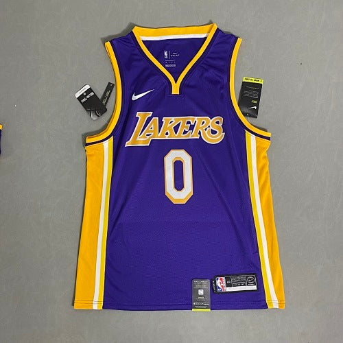 Lakers purple V-neck No. 0 Westbrook