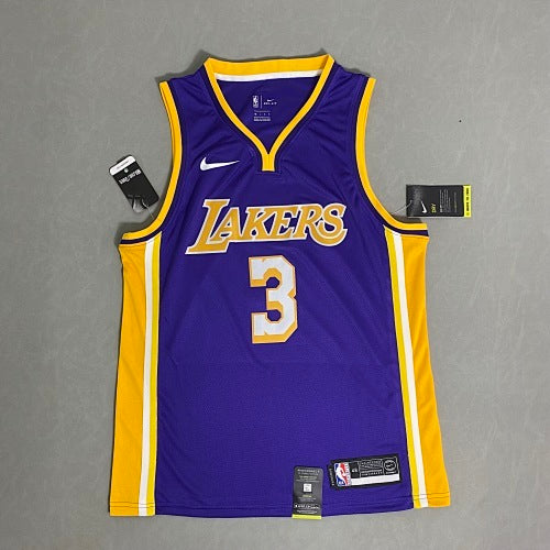 Lakers purple V-neck No. 3 Davis
