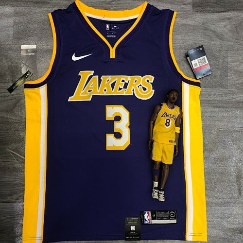 Lakers purple V-neck No. 3 Davis