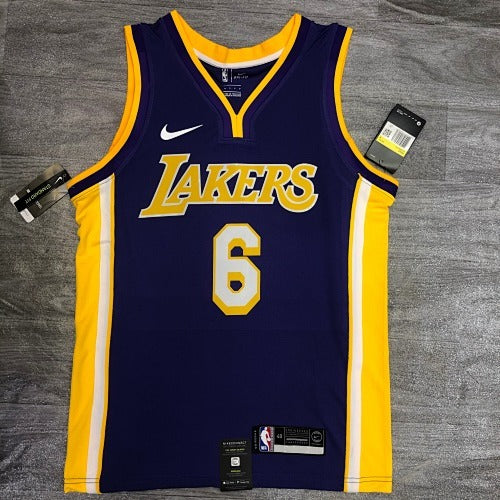 Lakers purple V-neck No. 6 James