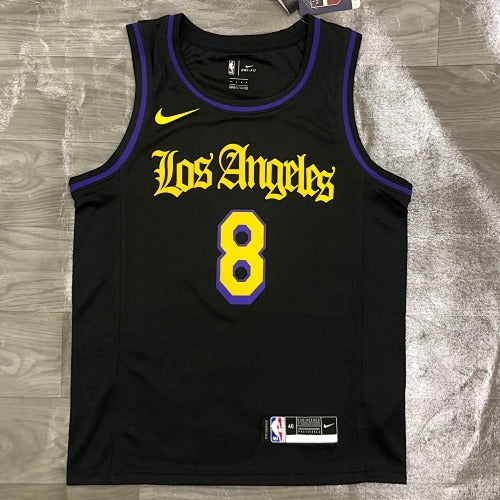 Lakers Round Neck Black Latin No. 8 Kobe Bryant