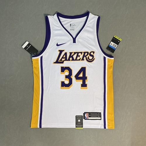 Lakers White V Neck No. 34 O'Neal
