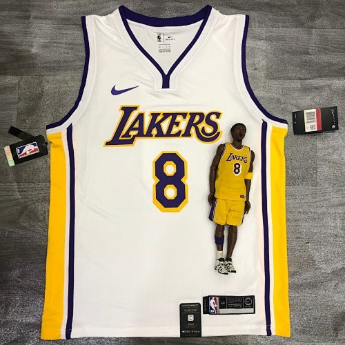 Lakers White V Neck No. 8 Kobe Bryant