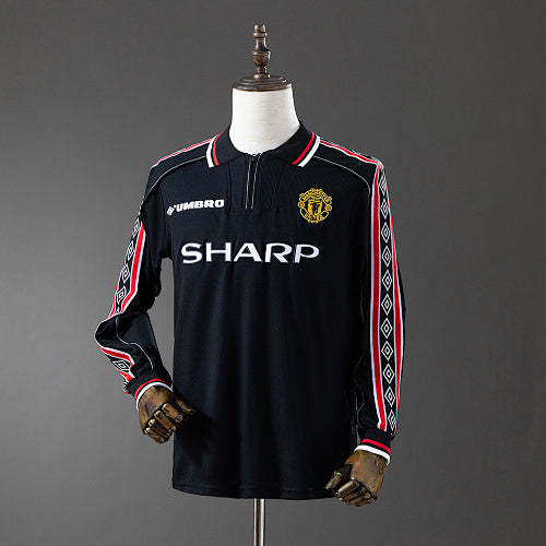 M-U 1998/99 Black Long Sleeve Retro Jersey