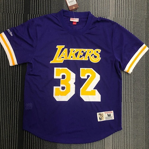 Mitchellness Lakers Purple No. 32 Johnson Retro Mesh Short Sleeve