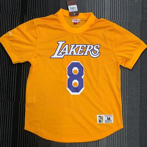Mitchellness Lakers Yellow No. 8 Kobe Bryant Retro Mesh Short Sleeve