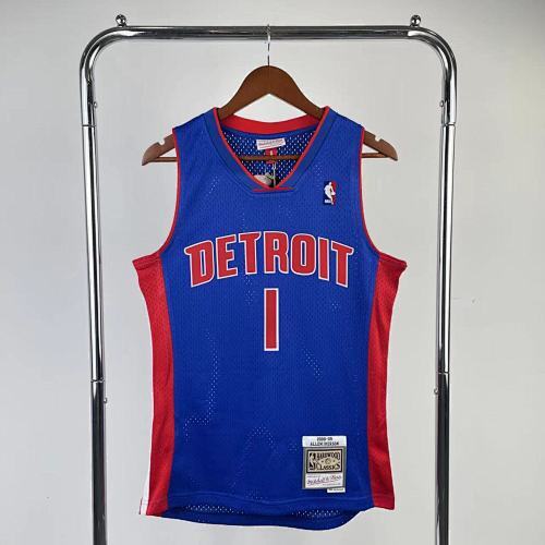 MN Fan Edition Hot Pressed Retro Jersey: Pistons 2008/09 Season Red No. 1 Allen Iverson