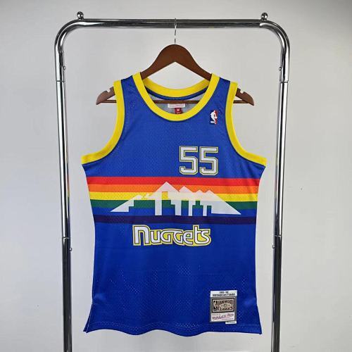 MN Fan Version Hot Pressed Retro Jersey: Nuggets 1991/92 Season Blue No. 55 Mutombo