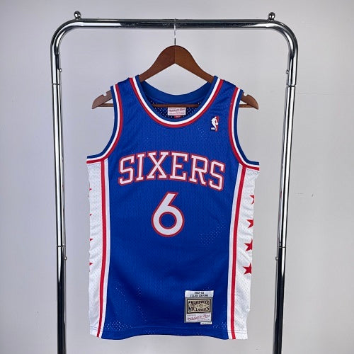 MN hot pressed retro jersey: SW 76ers 82/83 season blue No. 6 Juliet Irving