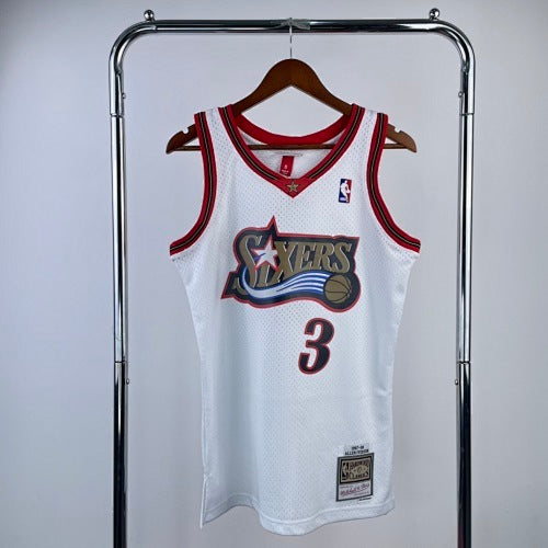 MN hot-pressed retro jersey: SW 76ers 98 season white No. 3 Allen Iverson
