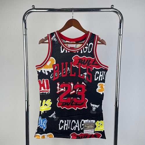 MN hot-pressed retro jersey: SW Bulls 97/98 season graffiti No. 23 Jordan