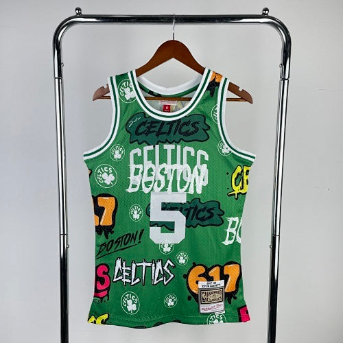 MN hot pressed retro jersey: SW Celtics 07/08 season graffiti No. 5 Garnett