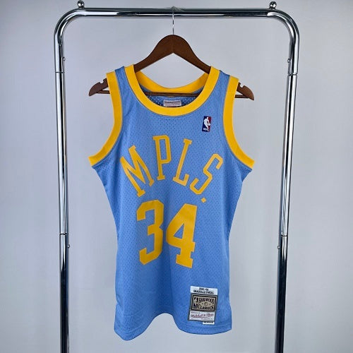 MN hot-pressed retro jersey: SW Lakers 02 season blue No. 34 O'Neal