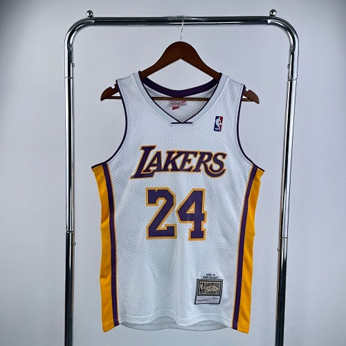 MN hot-pressed retro jersey: SW Lakers 09/10 season V-neck white No. 24 Kobe Bryant
