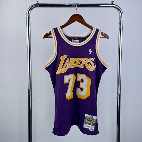 MN hot pressed retro jersey: SW Lakers 98/99 season round neck purple No. 73 Rodman