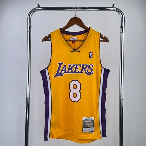 MN hot-pressed retro jersey: SW Lakers 99/00 season V-neck yellow No. 8 Kobe Bryant