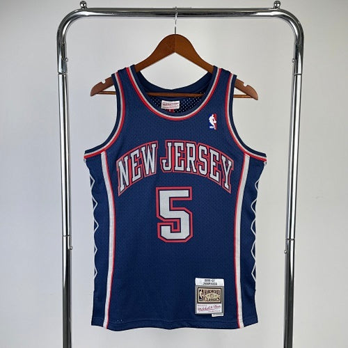 MN hot-pressed retro jersey: SW Nets 06/07 season navy blue No. 5 Kidd