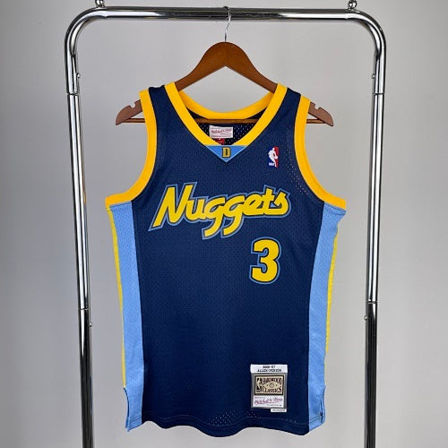 MN hot-pressed retro jersey: SW Nuggets 06/07 season navy blue No. 3 Allen Iverson