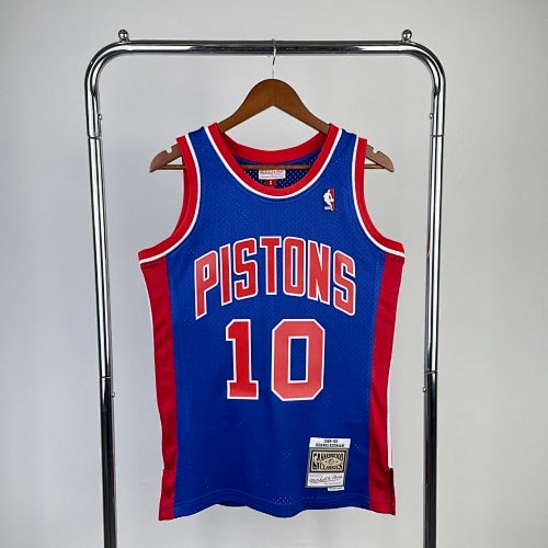 MN hot pressed retro jersey: SW Pistons 1988/89 season blue No. 10 Rodman