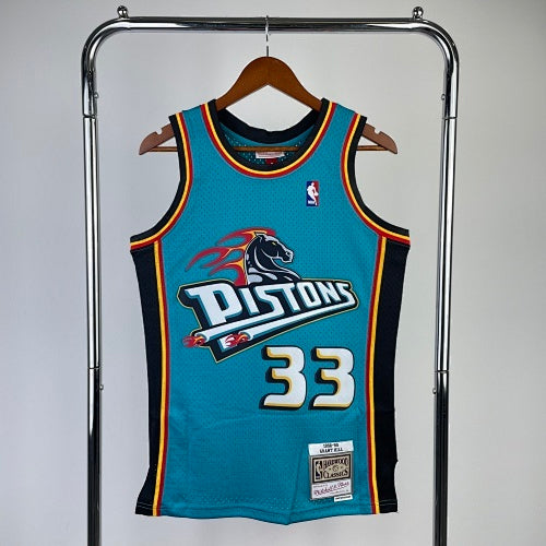 MN hot-pressed retro jersey: SW Pistons No. 33 of the 1998 season Hill