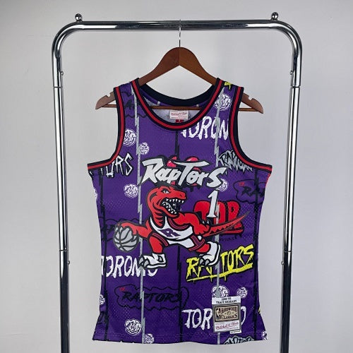 MN hot-pressed retro jersey: SW Raptors 98/99 season graffiti No. 1 Tracy McGrady