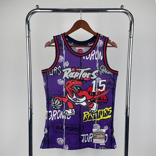 MN hot pressed retro jersey: SW Raptors 98/99 season graffiti No. 15 Carter