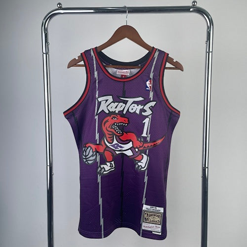 MN hot-pressed retro jersey: SW Raptors 99 season purple No. 1 Tracy McGrady