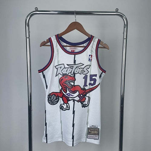 MN hot pressed retro jersey: SW Raptors 99 season white No. 15 Carter