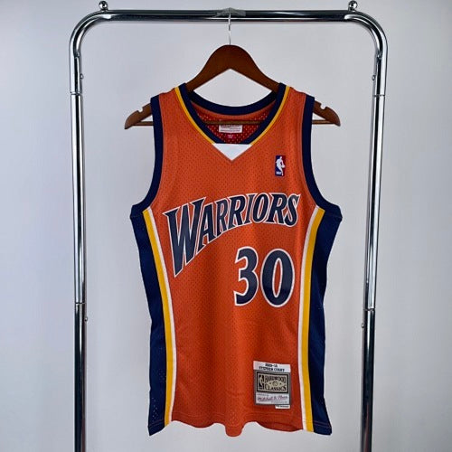 MN Hot Pressed Retro Jersey: SW Warriors 09/10 Season Rookie Orange No. 30 Curry