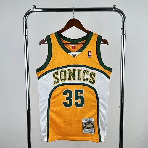 MN Retro Heat Pressed Jersey SW: SuperSonics 07/08 Season Yellow No. 35 Durant
