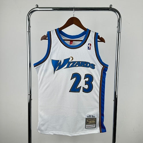 MN Retro Hot Pressed Jersey SW: Wizards 01/02 Season White No. 23 Jordan