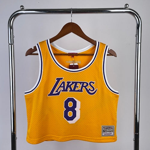 MN women's navel-baring retro jersey: Lakers Yellow No. 8 Kobe Bryant
