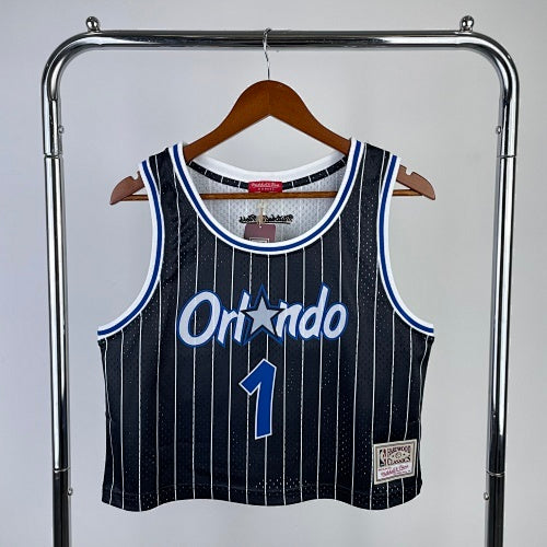 MN women's navel-baring retro jersey: Magic Black No. 1 Hardaway