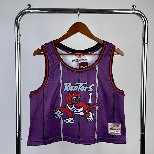 MN women's navel-baring retro jersey: Raptors Purple No. 1 Tracy McGrady