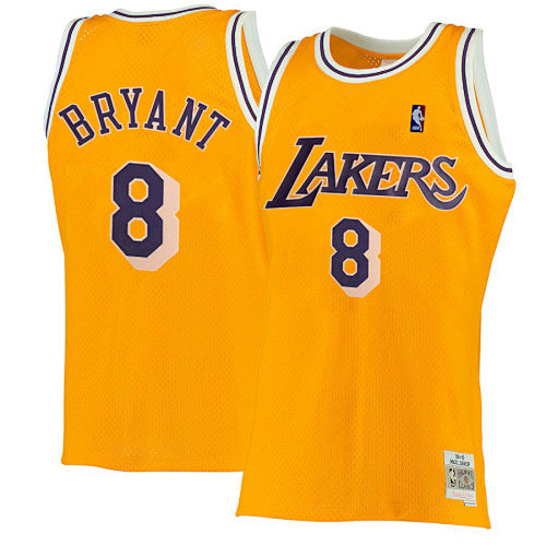 Retro SW Lakers 96-97 season round neck yellow No. 8 Kobe Bryant