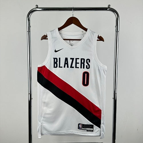 Season 26 Trail Blazers Home White No. 0 Lillard