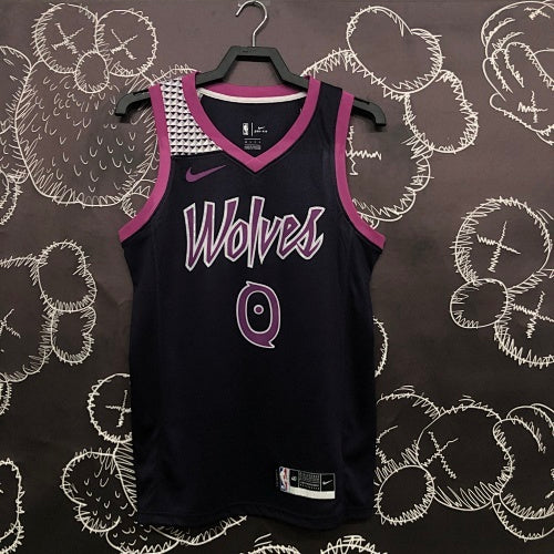 Timberwolves Black and Purple No. 0 Russell
