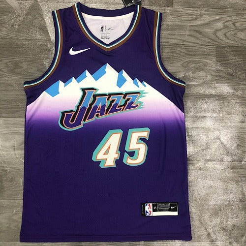 Utah Jazz Snow Mountain Style Retro Purple No. 45 Mitchell