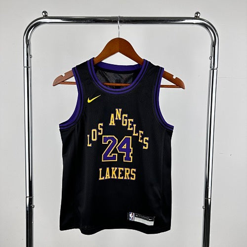 Youth children's clothing: 24th season Lakers City Edition No. 24 Kobe Bryant